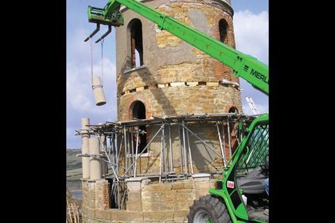 The tower was carefully dismantled